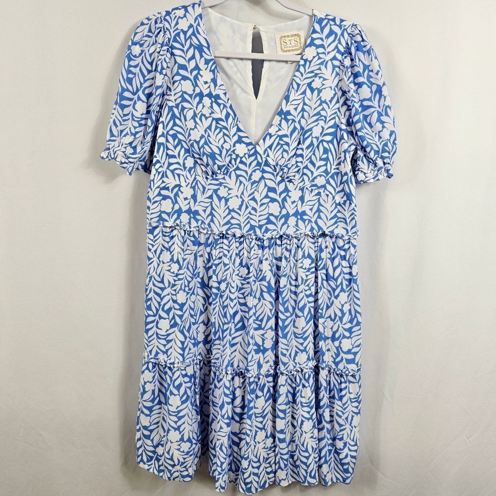Sail to Sable Short Sleeve Nautical Mini Dress in Blue and White - Size S